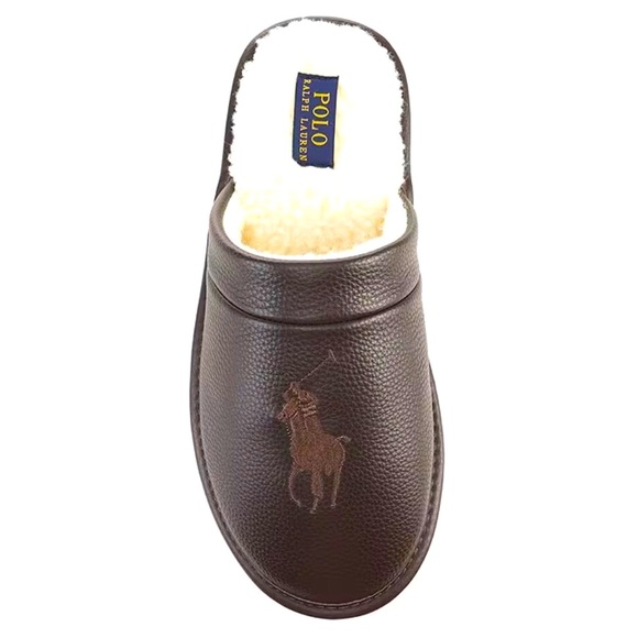 Polo Ralph Lauren Other - ❌ POLO RALPH LAUREN LEATHER LOGO SLIPPERS — SIZE -M OR 9—10